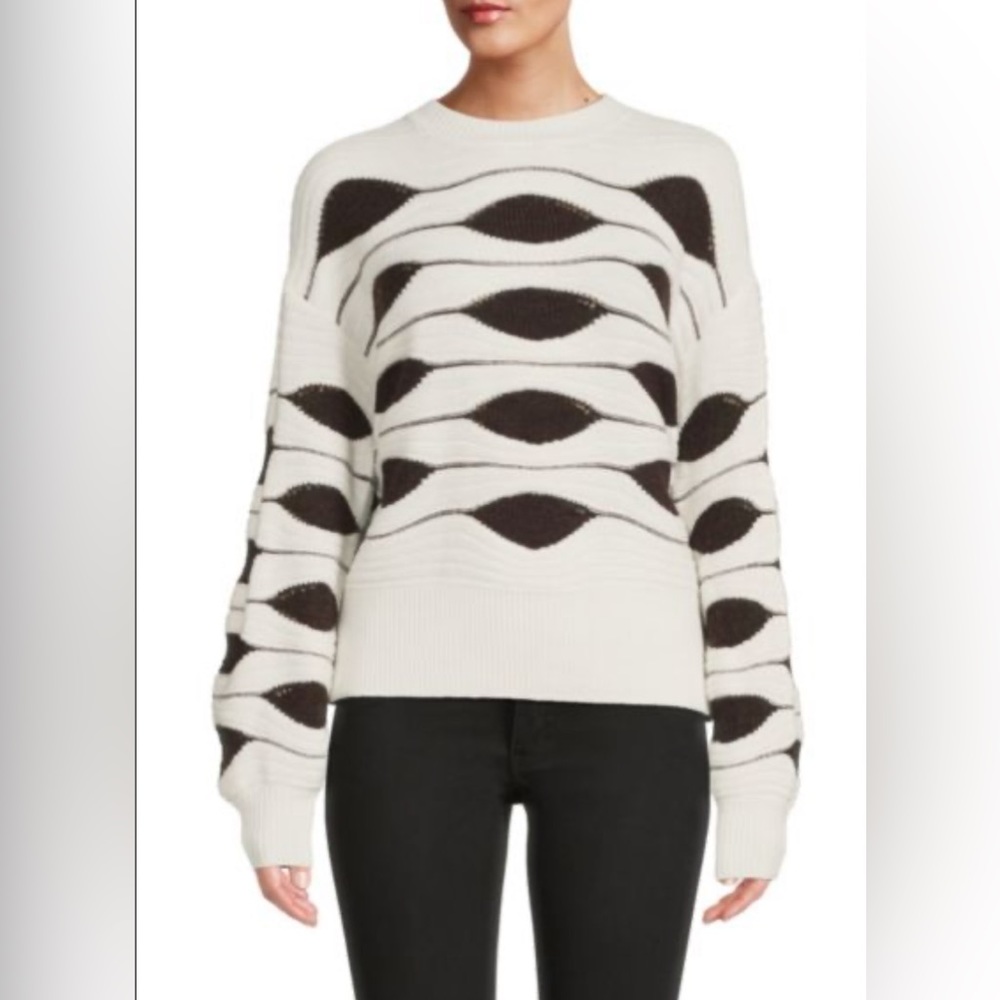NANETTE NANETTE LEPORE Dropped Shoulder Sweater Size M  Color Cream and Brown